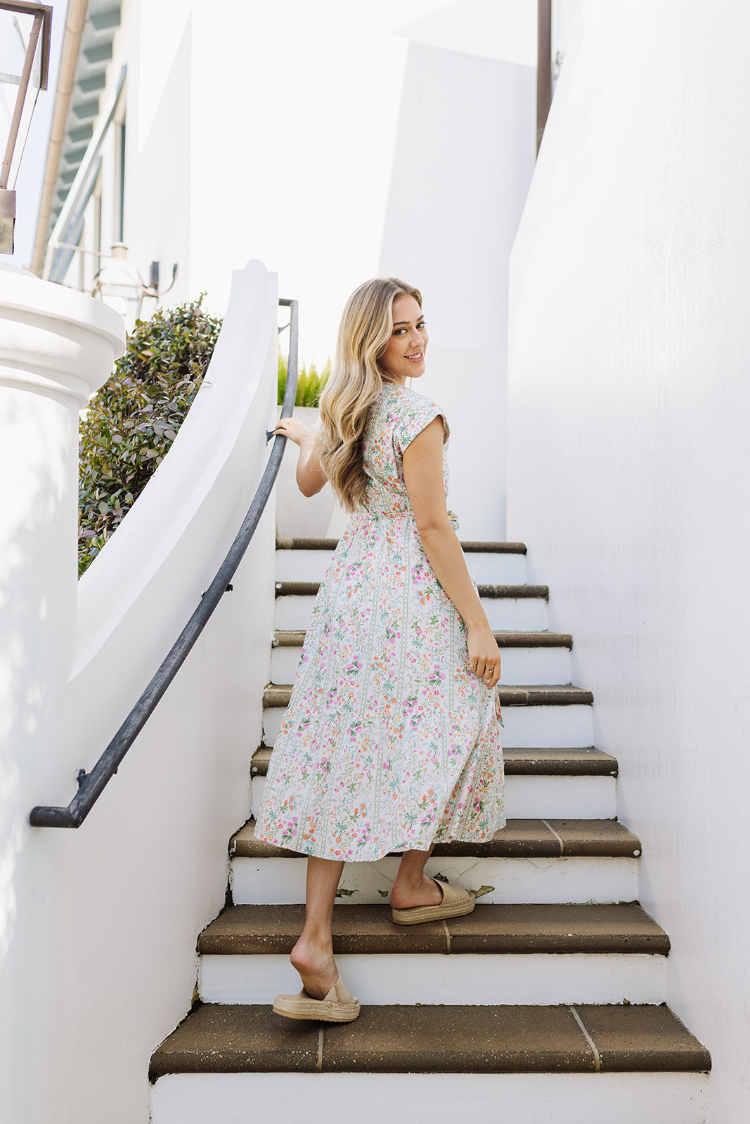 button up midi dress The Nora V-Neck Button Up Midi Dress L