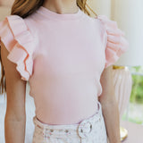 The Annie Tween Sweater - Baby Pink