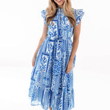 The Capri Ruffle Button Up Midi Dress