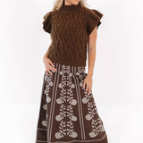 The Maelan Midi Skirt - Brown