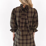 The Etta Long Sleeve Bow Dress - Brown