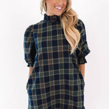 The Etta Long Sleeve Bow Dress - Navy