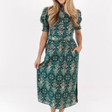 The Hazel Ruffle Neck Midi Dress