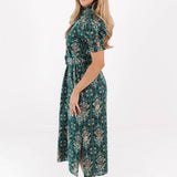 The Hazel Ruffle Neck Midi Dress