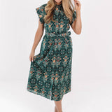 The Hazel Belted Button Up Midi Dress