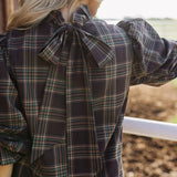 The Etta Long Sleeve Bow Dress - Brown
