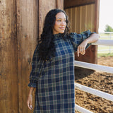 The Etta Long Sleeve Bow Dress - Navy
