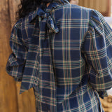 The Etta Long Sleeve Bow Dress - Navy
