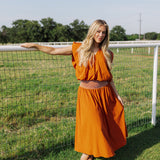 The Layne Midi Skirt - Burnt Orange