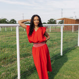 The Layne Midi Skirt - Red