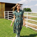 The Hazel Belted Button Up Midi Dress