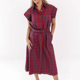 PREORDER The Raya Belted Button Up Midi Dress