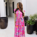 The Sailor Ruffle Button Up Midi Dress