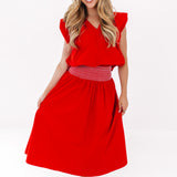 The Layne Midi Skirt - Red