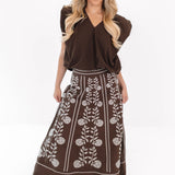 The Maelan Midi Skirt - Brown
