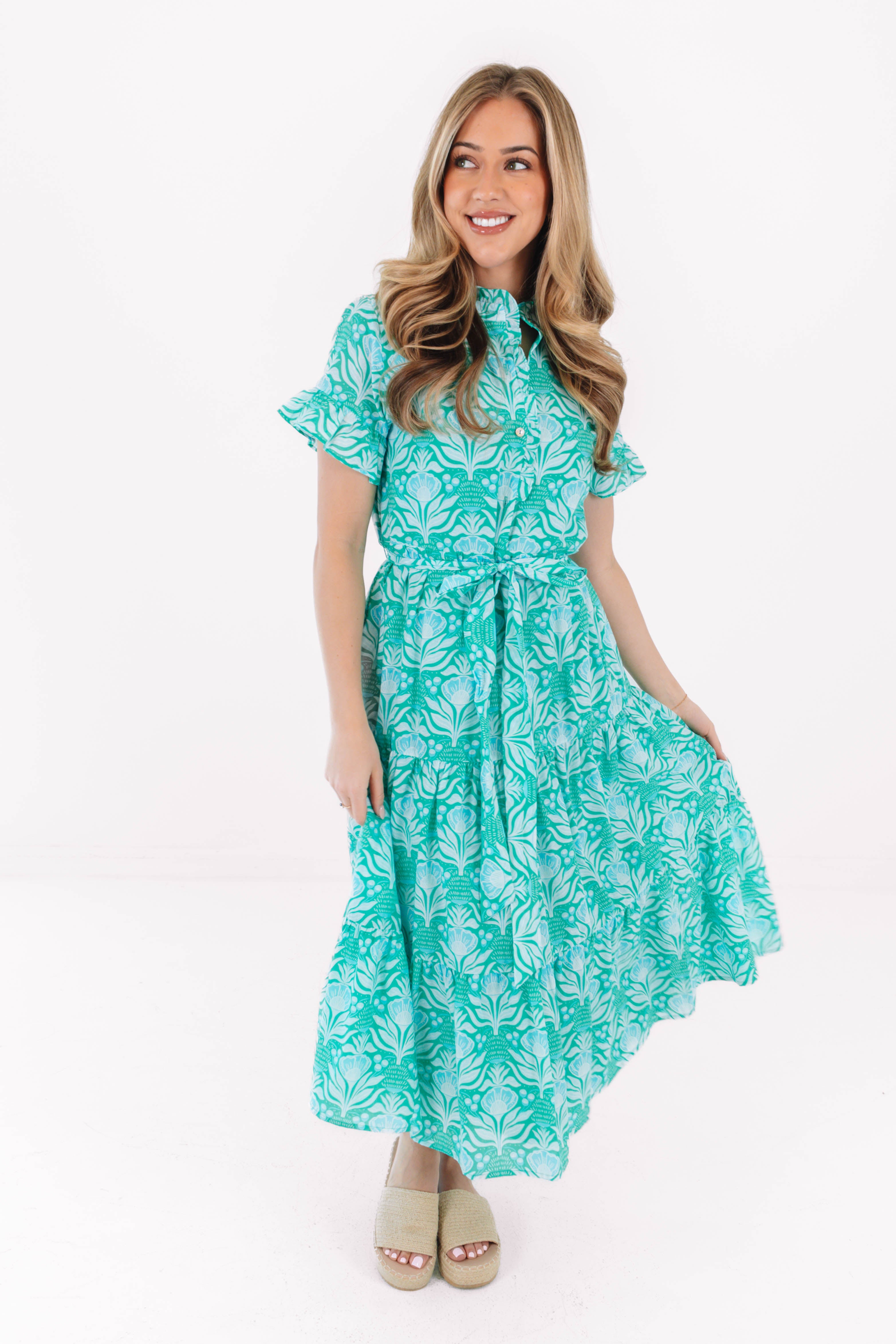 The Mayci Button Up Midi Dress S The Mayci Button Up Midi Dress S