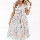 The Nora V-Neck Button Up Midi Dress