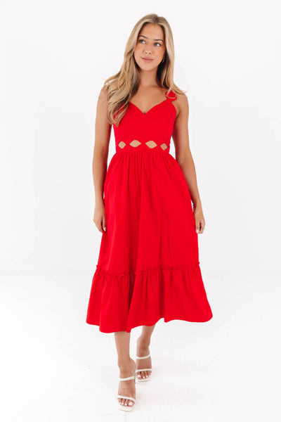 The Riley Midi Dress - Red – J.Marie Collections