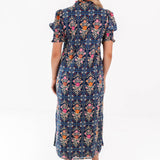 The Torian Ruffle Neck Midi Dress